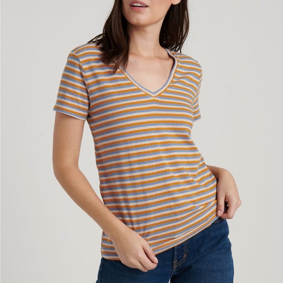Lucky Brand Stripes V-Neck Tee - Picture 2 of 8